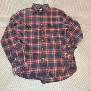 J.Crew Men's Blue Red Plaid Flannel Button-Up Shirt